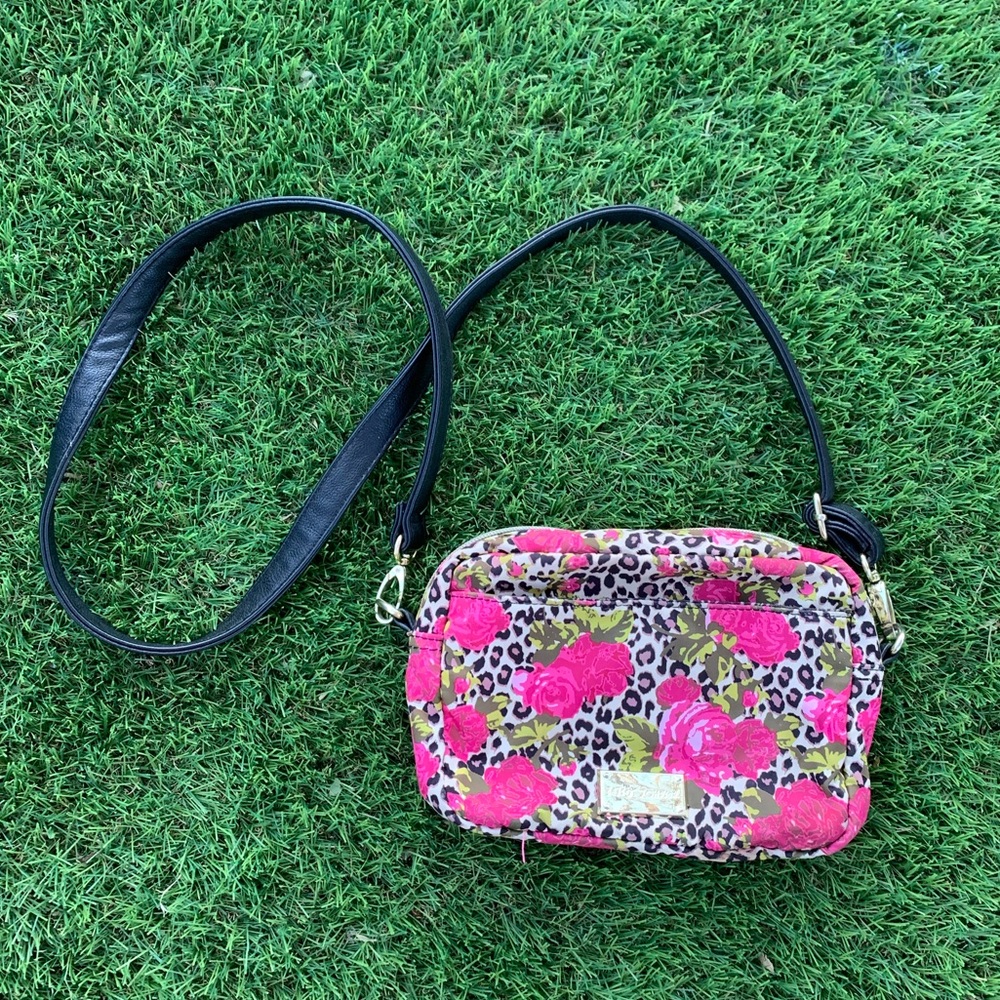 Betsey Johnson Pink Floral Leopard Crossbody Bag